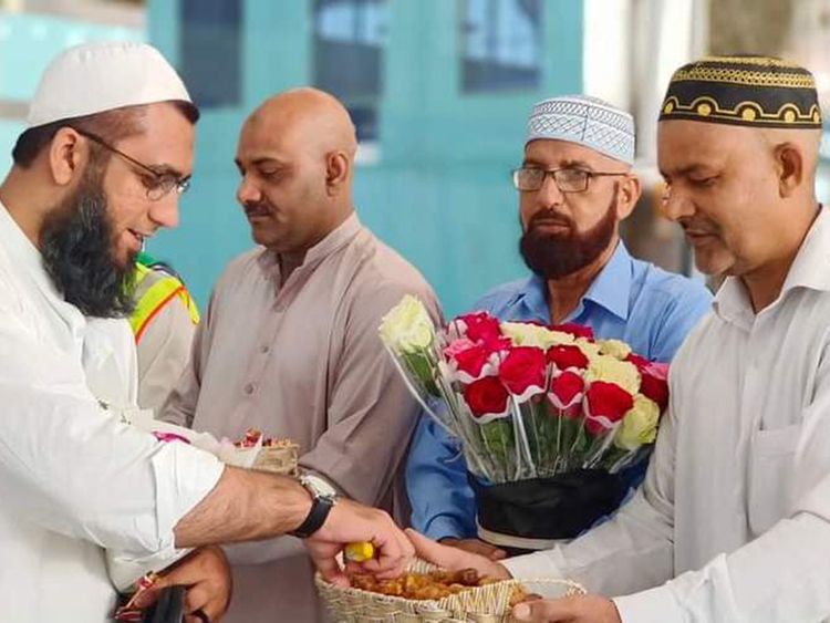 First batch of Pakistani Hajj pilgrims who arrived under the Mecca Route initiative on May 21.
Image Credit: Pakistan Ministry of Religious Affairs